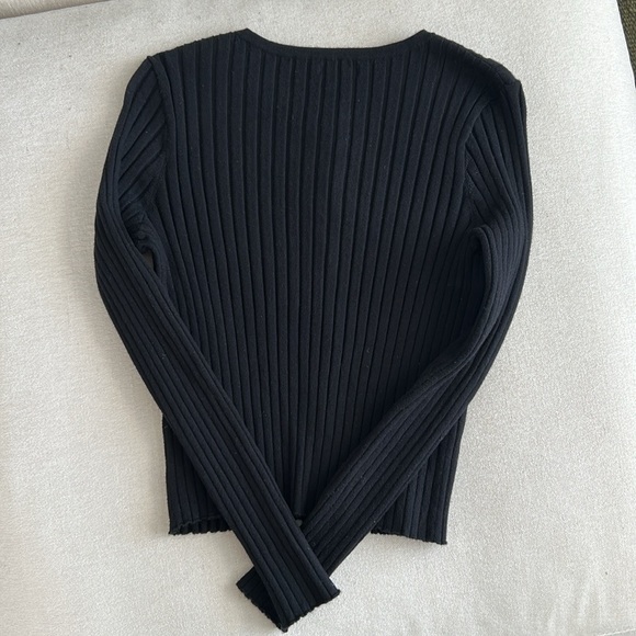 QUINCE Cropped Ribbed Cardigan - Picture 2 of 5